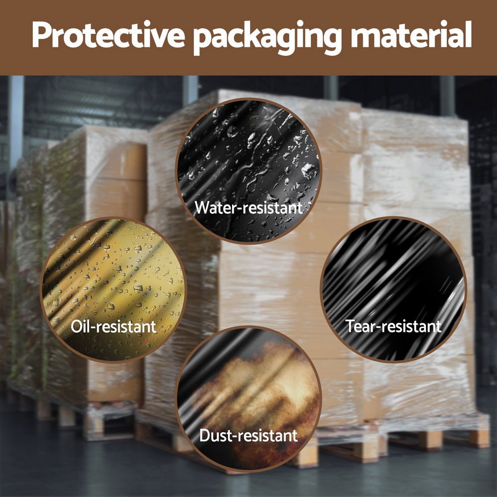 500mm x 400m Stretch Film Pallet Shrink Wrap 5 Rolls Package Use Plastic Black - Commercial > Packaging - Rivercity House & Home Co. (ABN 18 642 972 209) - Affordable Modern Furniture Australia