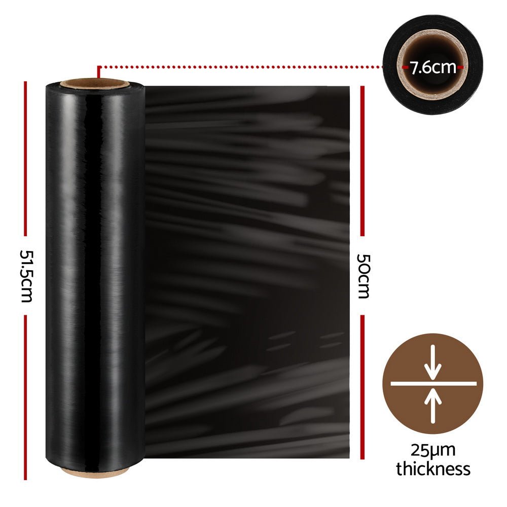 500mm x 400m Stretch Film Pallet Shrink Wrap 8 Rolls Package Use Plastic Black - Commercial > Packaging - Rivercity House & Home Co. (ABN 18 642 972 209) - Affordable Modern Furniture Australia