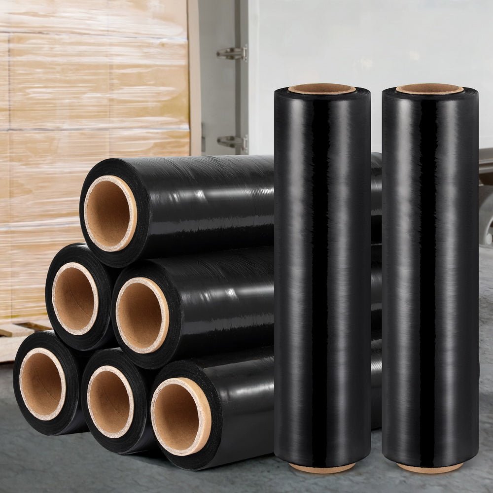 500mm x 400m Stretch Film Pallet Shrink Wrap 8 Rolls Package Use Plastic Black - Commercial > Packaging - Rivercity House & Home Co. (ABN 18 642 972 209) - Affordable Modern Furniture Australia