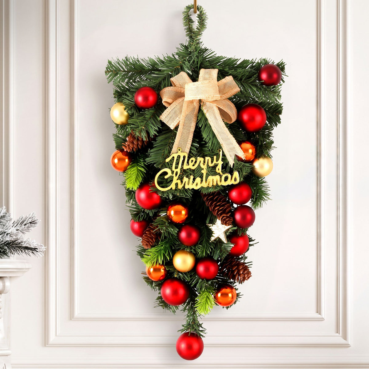50cm Hanging Christmas Garland with Ornaments and LED Lights - Multi-Coloured - Occasions > Christmas > Christmas Wreaths & Garlands - Rivercity House & Home Co. (ABN 18 642 972 209) - Affordable Modern Furniture Australia