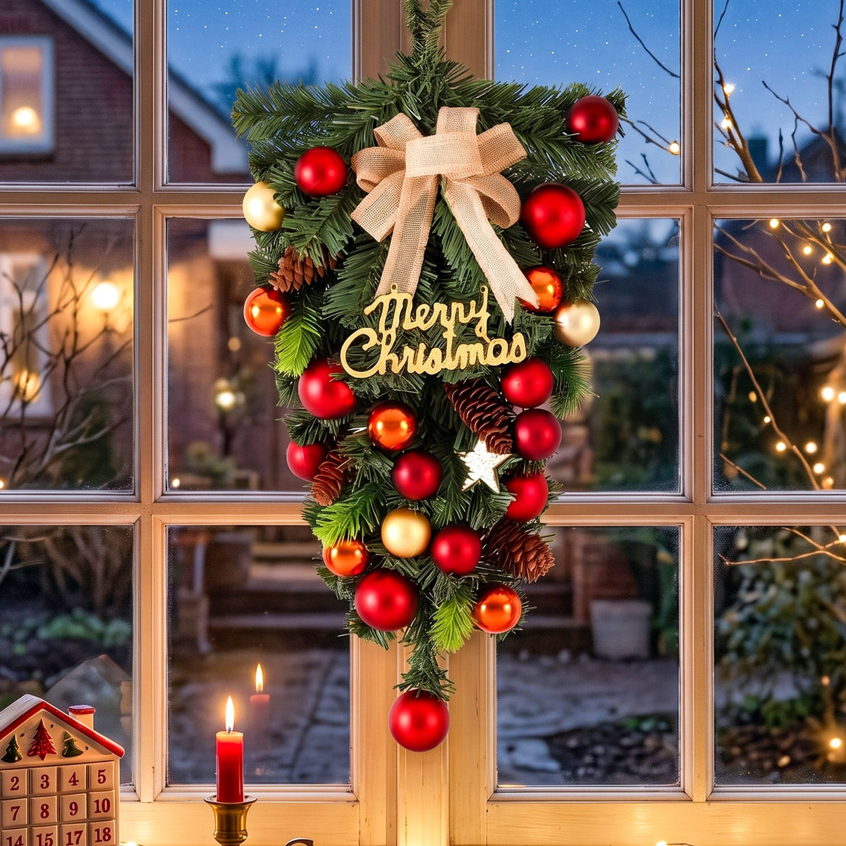 50cm Hanging Christmas Garland with Ornaments and LED Lights - Multi-Coloured - Occasions > Christmas > Christmas Wreaths & Garlands - Rivercity House & Home Co. (ABN 18 642 972 209) - Affordable Modern Furniture Australia
