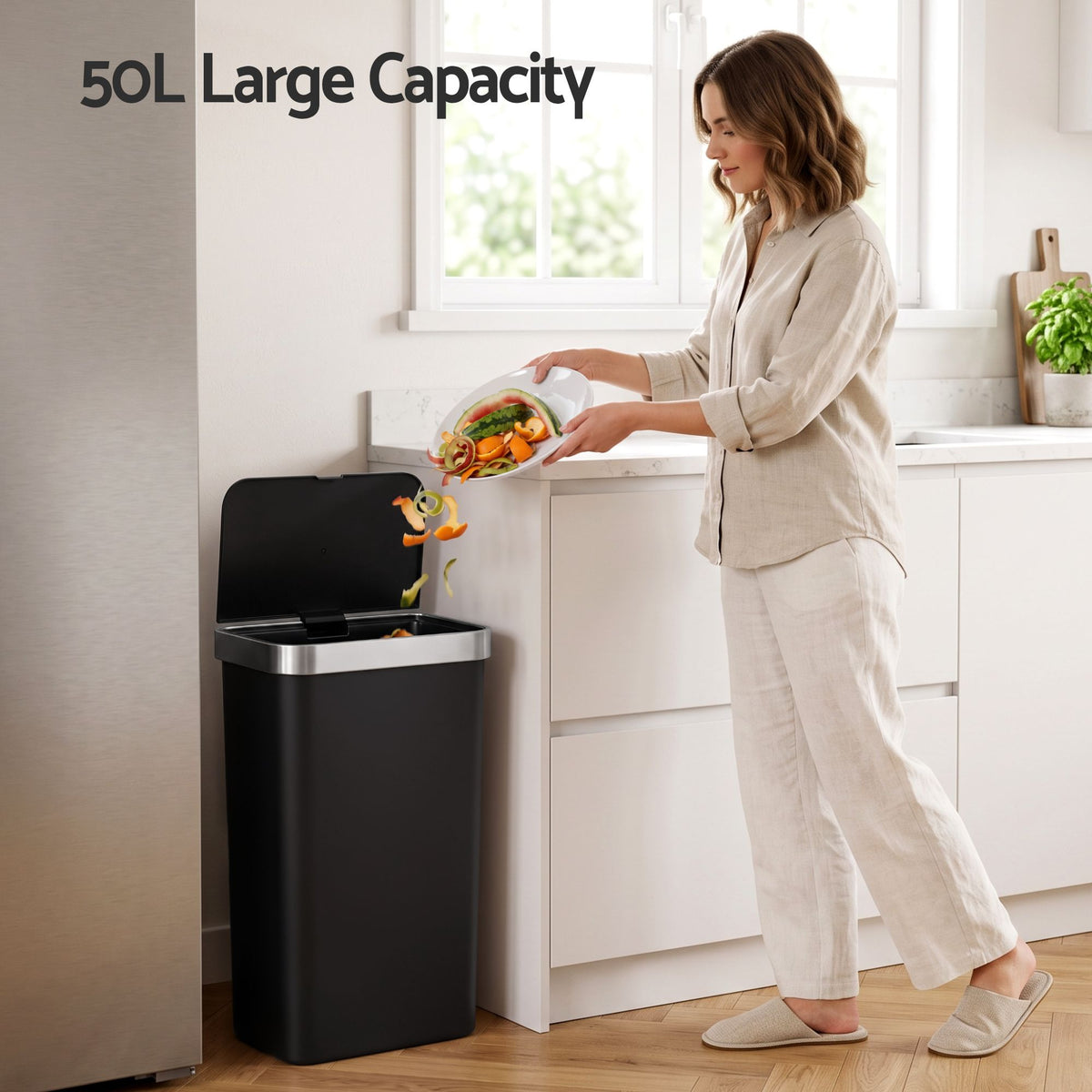 50L Automatic Motion Sensor Kitchen Trash Bin - Black - Home & Garden > Kitchen Bins > Automatic Bins - Rivercity House & Home Co. (ABN 18 642 972 209) - Affordable Modern Furniture Australia