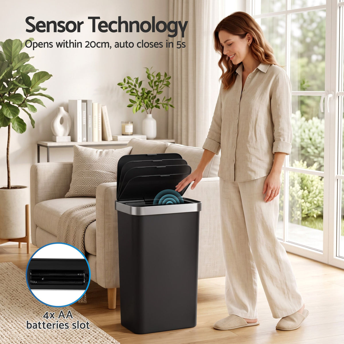 50L Automatic Motion Sensor Kitchen Trash Bin - Black - Home & Garden > Kitchen Bins > Automatic Bins - Rivercity House & Home Co. (ABN 18 642 972 209) - Affordable Modern Furniture Australia