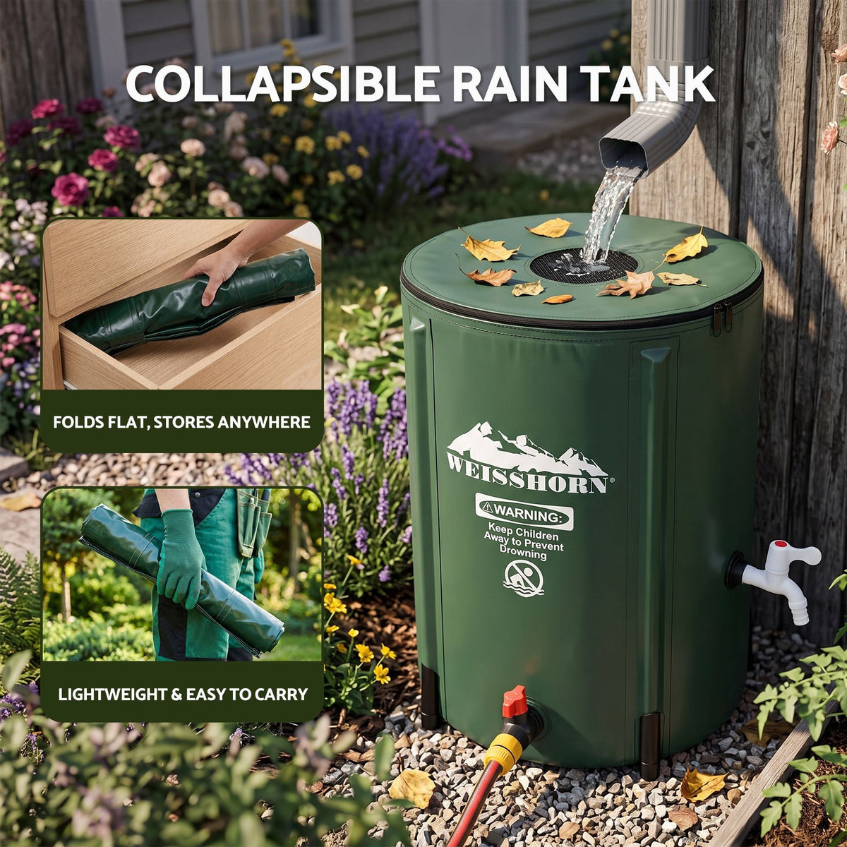 50L Collapsible Rain Barrel Water Storage Tank for Garden Irrigation - Outdoor Recreation > Camping > Camping Appliances - Rivercity House & Home Co. (ABN 18 642 972 209) - Affordable Modern Furniture Australia