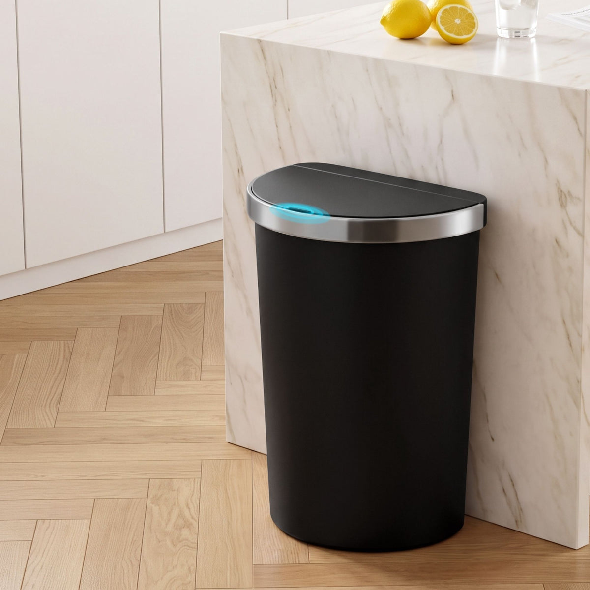 50L D-Shape Sensor Kitchen Bin with Motion Lid - Black - Home & Garden > Kitchen Bins > Automatic Bins - Rivercity House & Home Co. (ABN 18 642 972 209) - Affordable Modern Furniture Australia