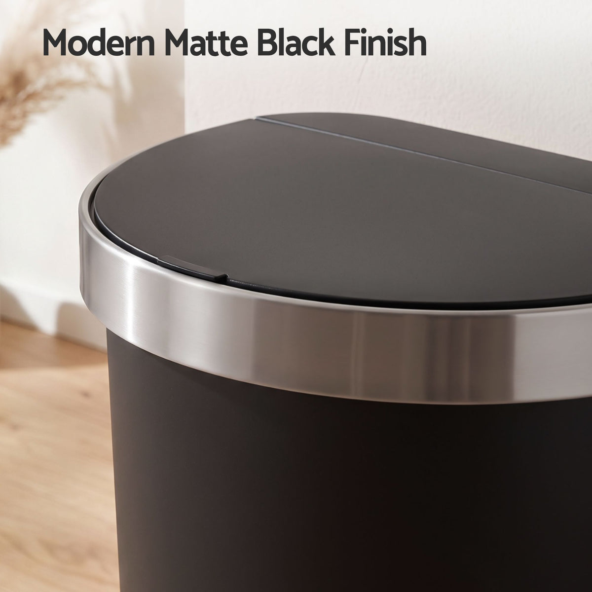 50L D-Shape Sensor Kitchen Bin with Motion Lid - Black - Home & Garden > Kitchen Bins > Automatic Bins - Rivercity House & Home Co. (ABN 18 642 972 209) - Affordable Modern Furniture Australia