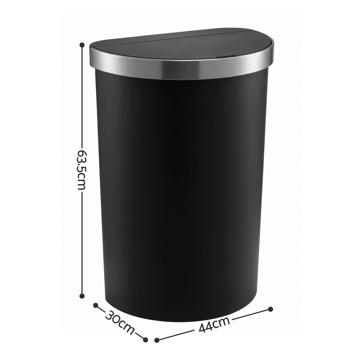 50L D-Shape Sensor Kitchen Bin with Motion Lid - Black - Home & Garden > Kitchen Bins > Automatic Bins - Rivercity House & Home Co. (ABN 18 642 972 209) - Affordable Modern Furniture Australia