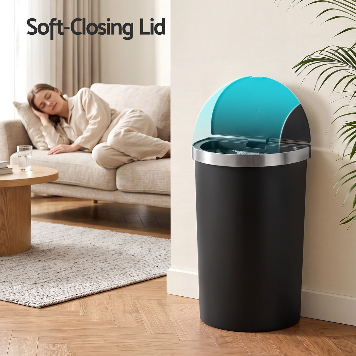 50L D-Shape Sensor Kitchen Bin with Motion Lid - Black - Home & Garden > Kitchen Bins > Automatic Bins - Rivercity House & Home Co. (ABN 18 642 972 209) - Affordable Modern Furniture Australia