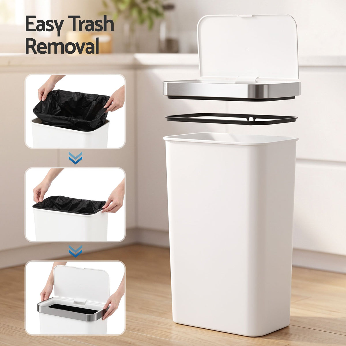 50L Motion Sensor Automatic Kitchen Trash Bin with Soft Close Lid - White - Home & Garden > Kitchen Bins > Automatic Bins - Rivercity House & Home Co. (ABN 18 642 972 209) - Affordable Modern Furniture Australia