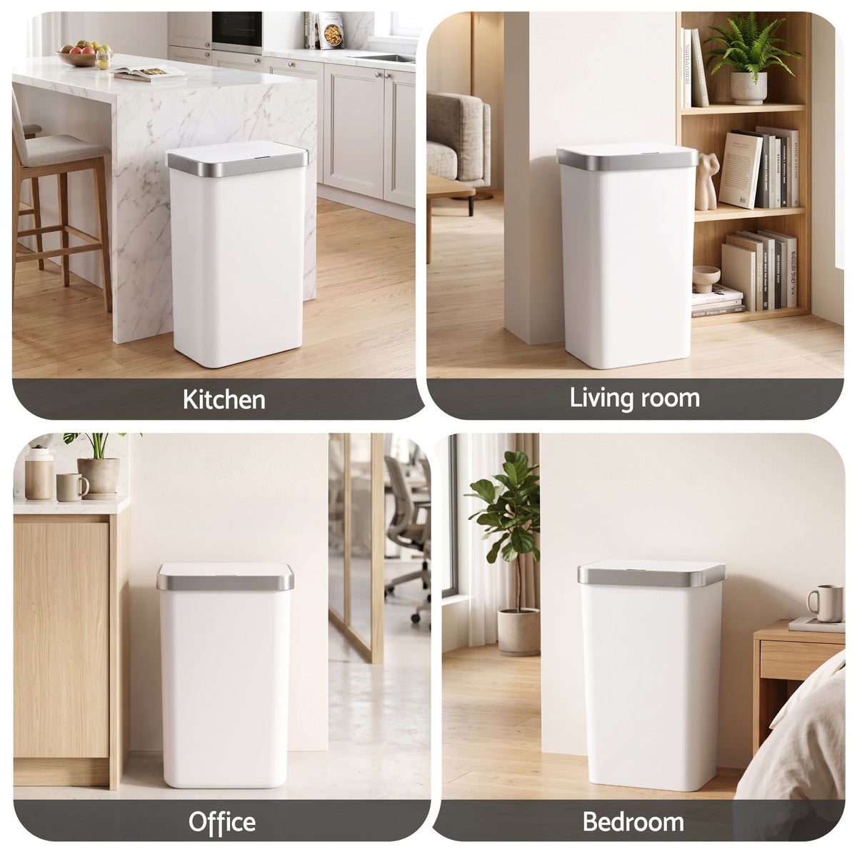 50L Motion Sensor Automatic Kitchen Trash Bin with Soft Close Lid - White - Home & Garden > Kitchen Bins > Automatic Bins - Rivercity House & Home Co. (ABN 18 642 972 209) - Affordable Modern Furniture Australia