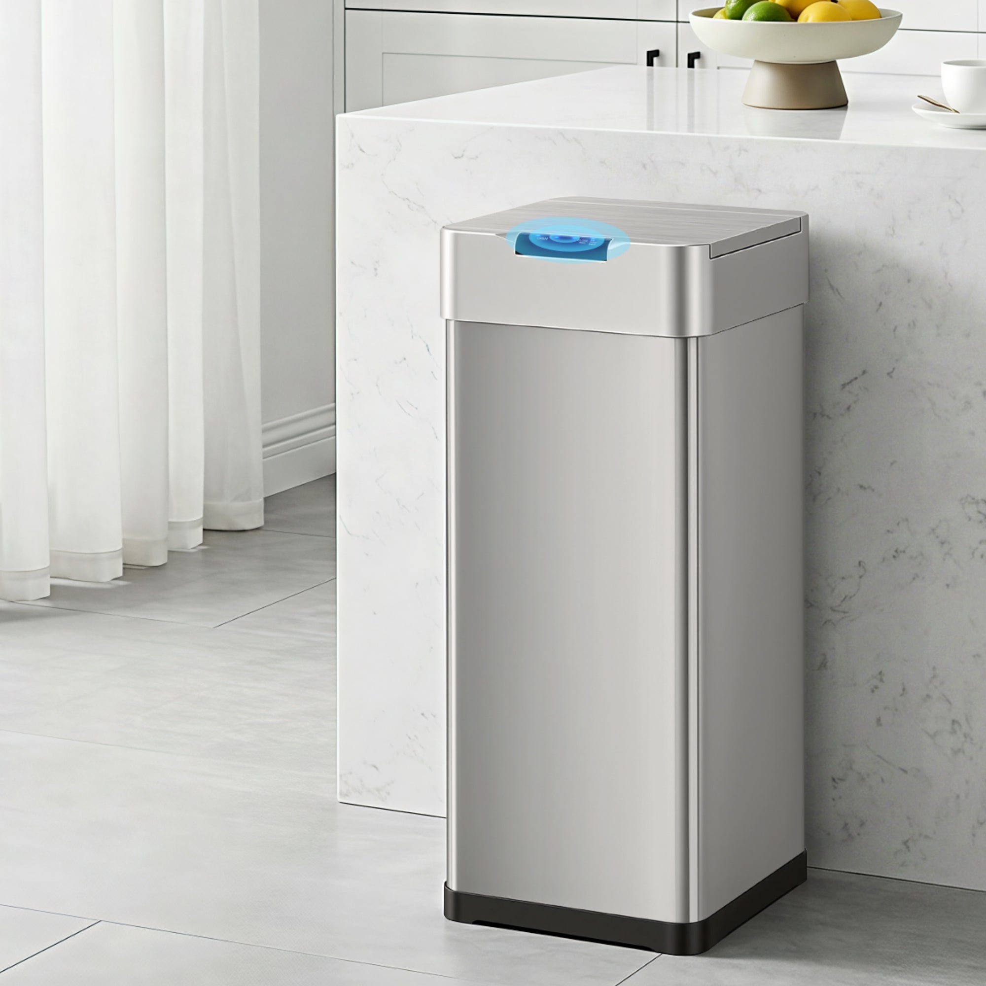 50L Motion Sensor Bin Rubbish Bins Kitchen Automatic Trash Can Silver - Home & Garden > Kitchen Bins > Automatic Bins - Rivercity House & Home Co. (ABN 18 642 972 209) - Affordable Modern Furniture Australia