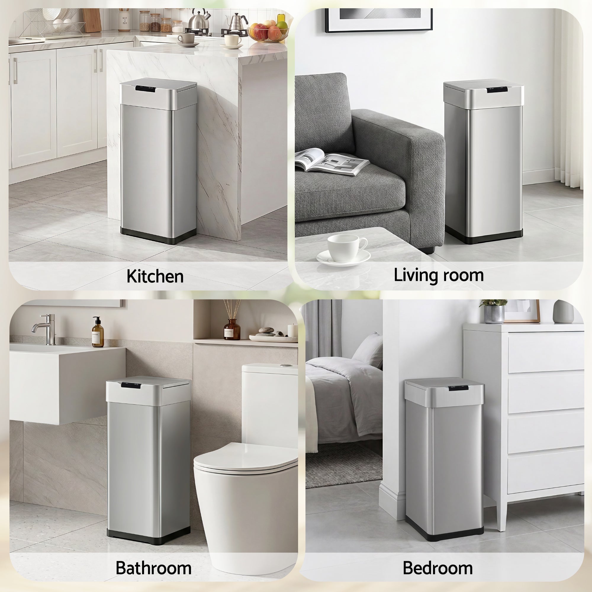 50L Motion Sensor Bin Rubbish Bins Kitchen Automatic Trash Can Silver - Home & Garden > Kitchen Bins > Automatic Bins - Rivercity House & Home Co. (ABN 18 642 972 209) - Affordable Modern Furniture Australia
