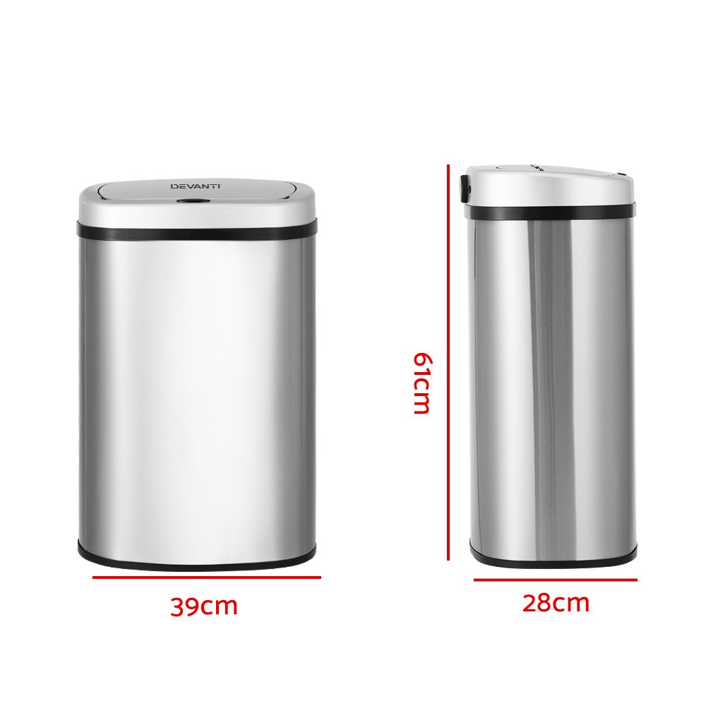 50L Sensor Bin Motion Rubbish Automatic Silver - Home & Garden > Kitchen Bins > Automatic Bins - Rivercity House & Home Co. (ABN 18 642 972 209) - Affordable Modern Furniture Australia