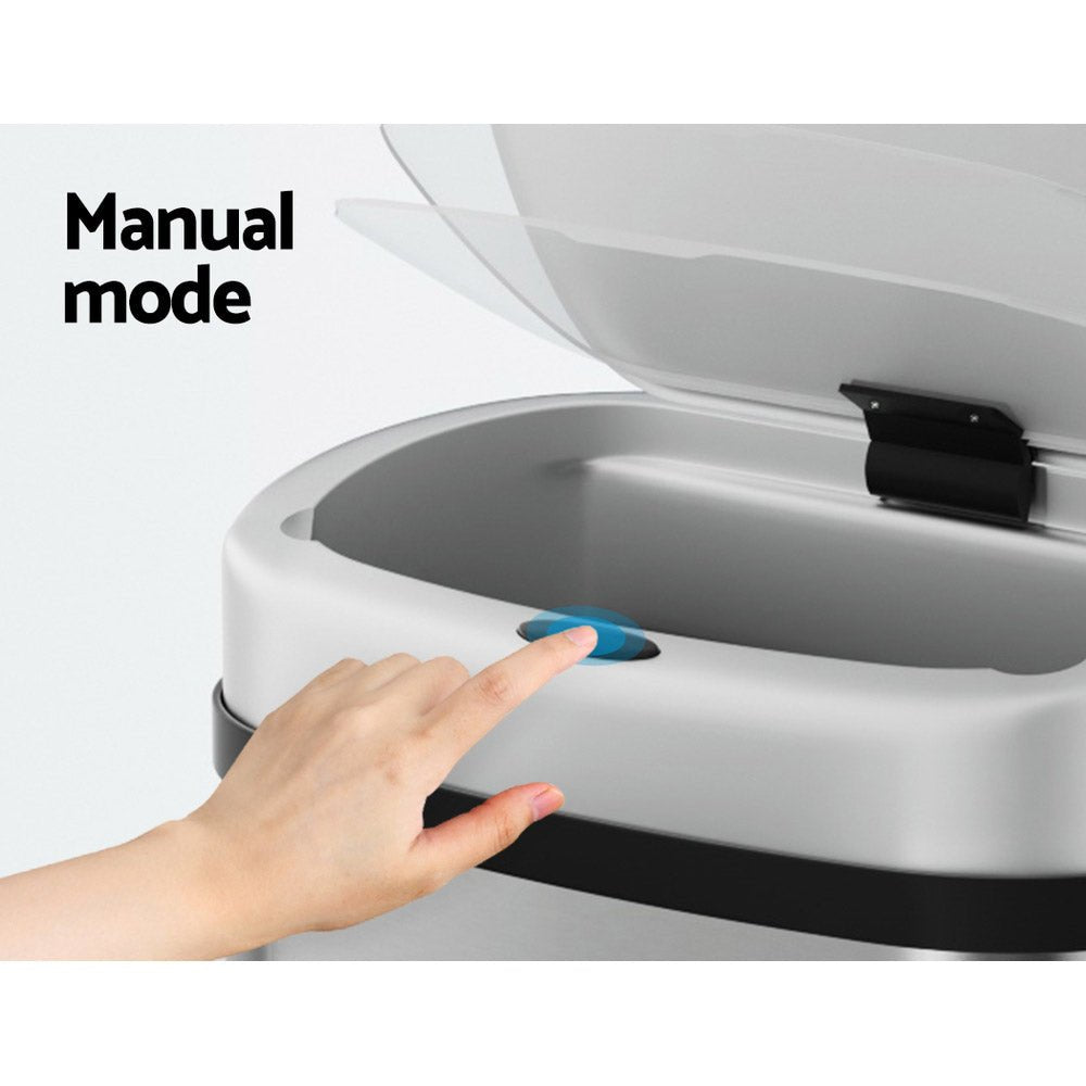 50L Sensor Bin Motion Rubbish Automatic Silver - Home & Garden > Kitchen Bins > Automatic Bins - Rivercity House & Home Co. (ABN 18 642 972 209) - Affordable Modern Furniture Australia
