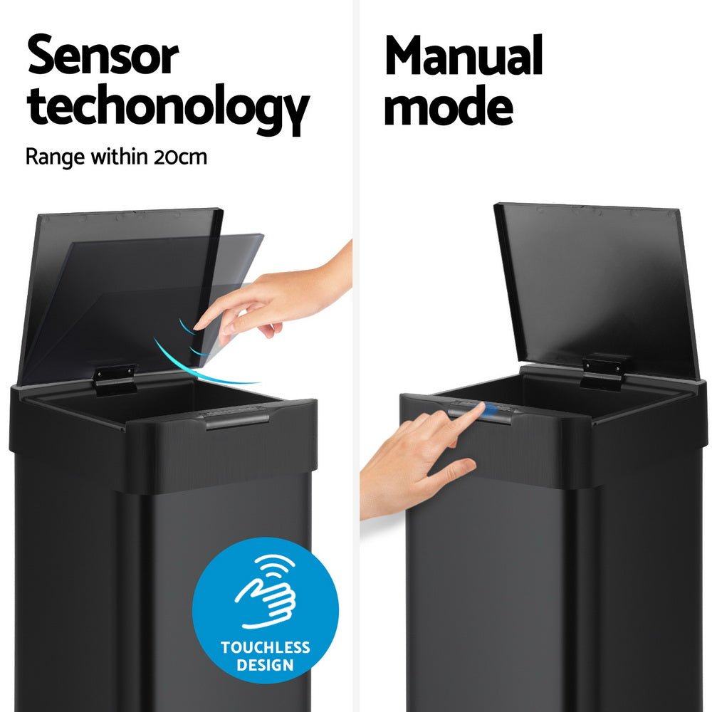 50L Sensor Bin Motion Rubbish Bins Kitchen Automatic Trash Can Black - Home & Garden > Kitchen Bins > Automatic Bins - Rivercity House & Home Co. (ABN 18 642 972 209) - Affordable Modern Furniture Australia