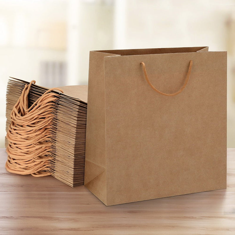 50pcs Bulk Kraft Paper Bags Pack Brown Shopping Retail Gift Bags Reusable Brown - Commercial > Packaging - Rivercity House & Home Co. (ABN 18 642 972 209) - Affordable Modern Furniture Australia