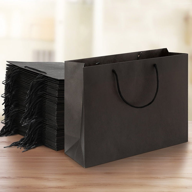 50pcs Bulk Paper Bags Pack Shopping Retail Gift Bag Reusable Fabric Handle Black - Commercial > Packaging - Rivercity House & Home Co. (ABN 18 642 972 209) - Affordable Modern Furniture Australia