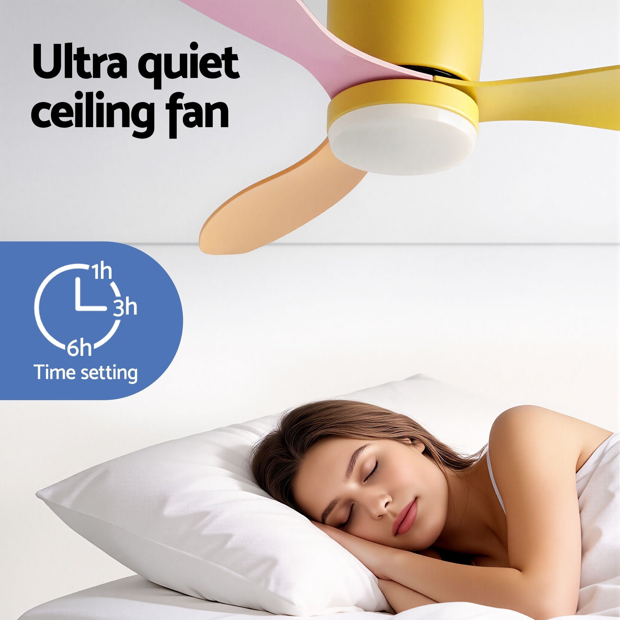 52'' Ceiling Fan 3 Blades DC Motor w/Light w/Remote Yellow Pink Orange - Appliances > Fans > Ceiling Fans - Rivercity House & Home Co. (ABN 18 642 972 209) - Affordable Modern Furniture Australia