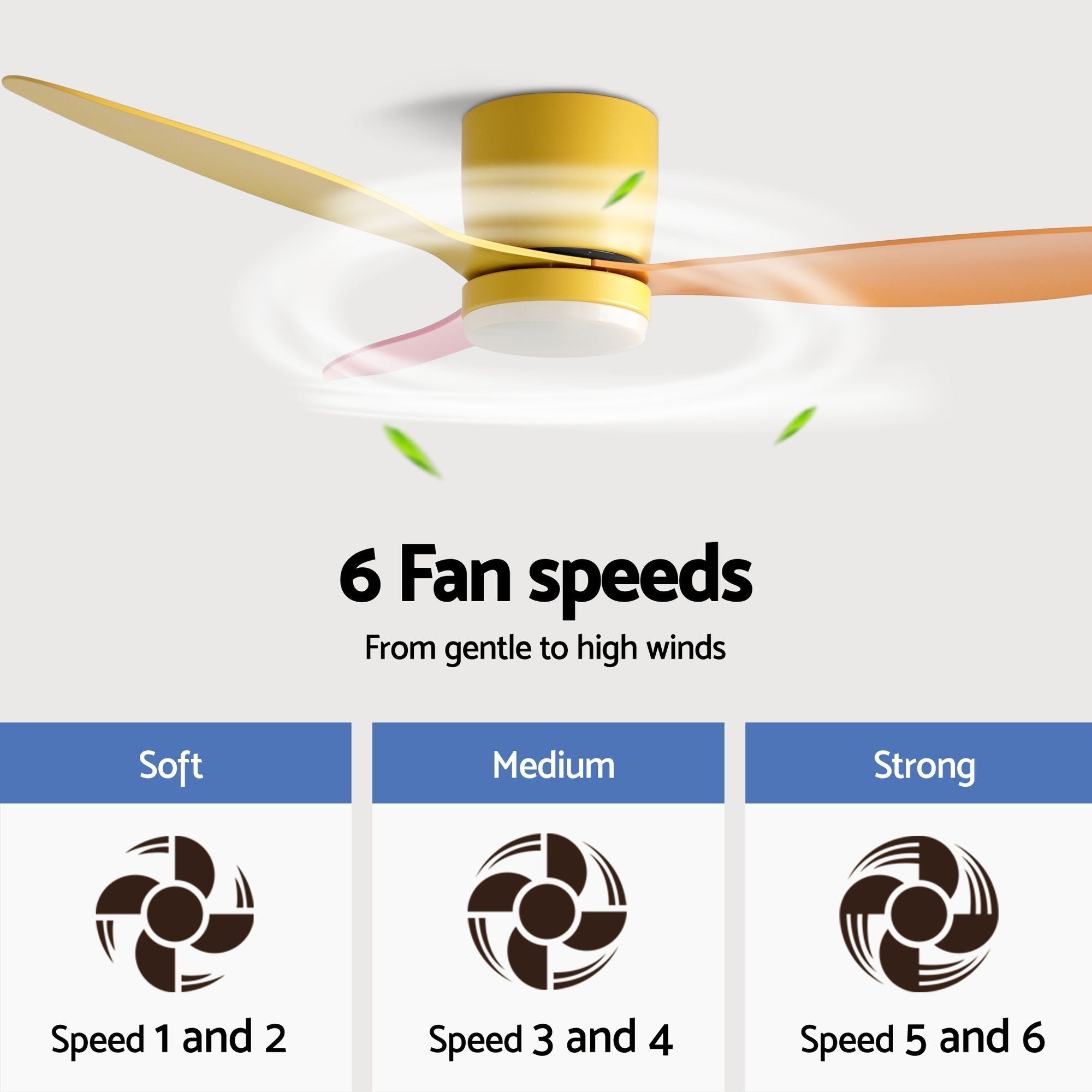 52'' Ceiling Fan 3 Blades DC Motor w/Light w/Remote Yellow Pink Orange - Appliances > Fans > Ceiling Fans - Rivercity House & Home Co. (ABN 18 642 972 209) - Affordable Modern Furniture Australia
