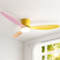 52" Ceiling Fan with 3 Blades, Light & Remote - Yellow Pink Orange