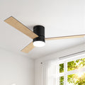 52'' Ceiling Fan with 3 Blades, Double-Sided Blades, LED Light & Remote - Light Wood/Black