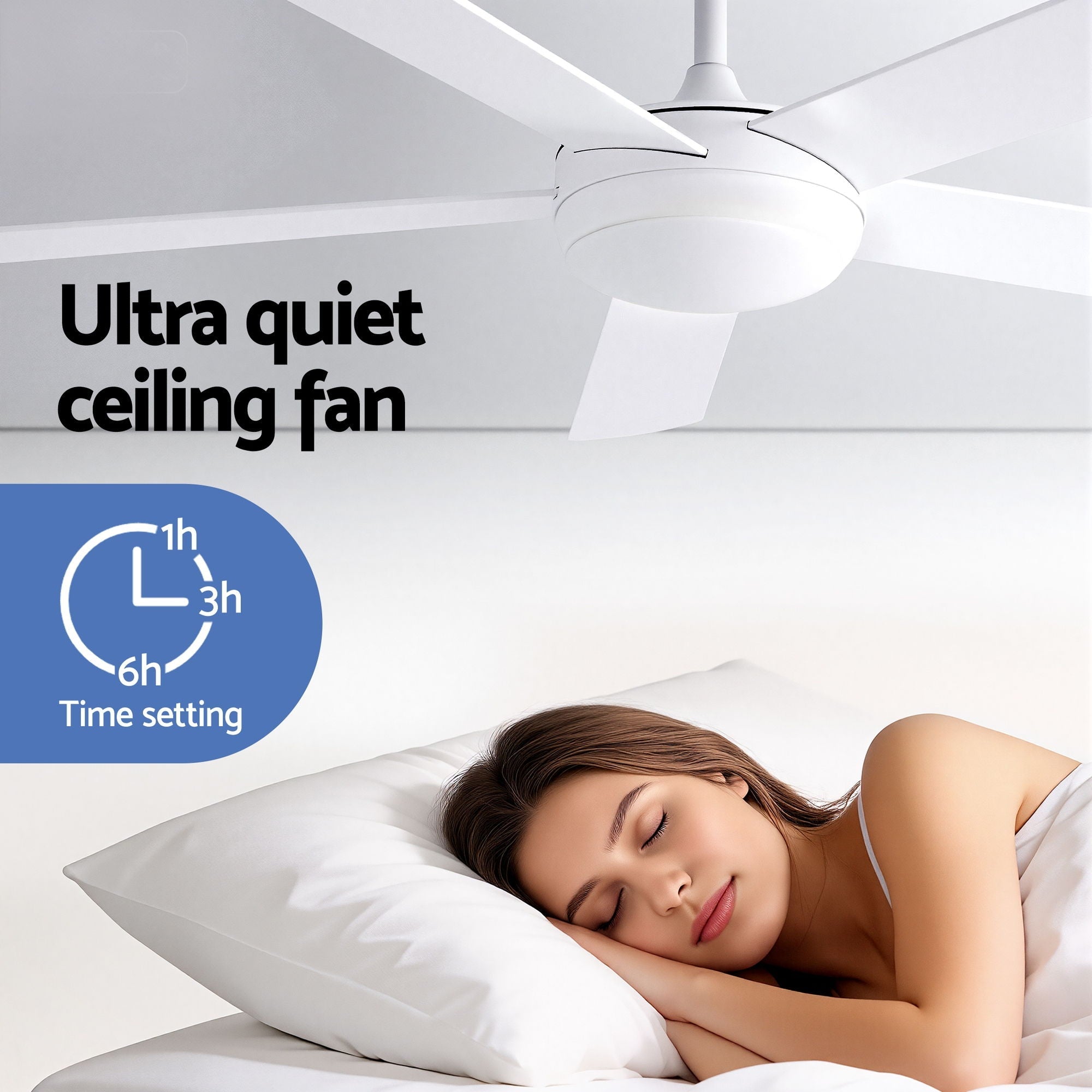 52'' Ceiling Fan 5 Blades DC Motor w/Light w/Remote White - Appliances > Fans > Ceiling Fans - Rivercity House & Home Co. (ABN 18 642 972 209) - Affordable Modern Furniture Australia