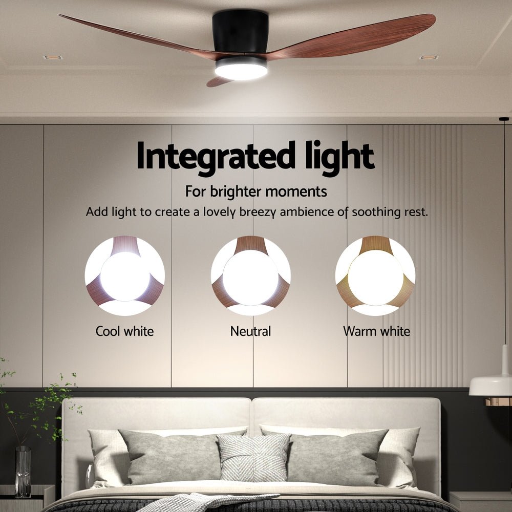 52'' Ceiling Fan DC Motor w/Light w/Remote - Dark Wood - Appliances > Fans > Ceiling Fans - Rivercity House & Home Co. (ABN 18 642 972 209) - Affordable Modern Furniture Australia