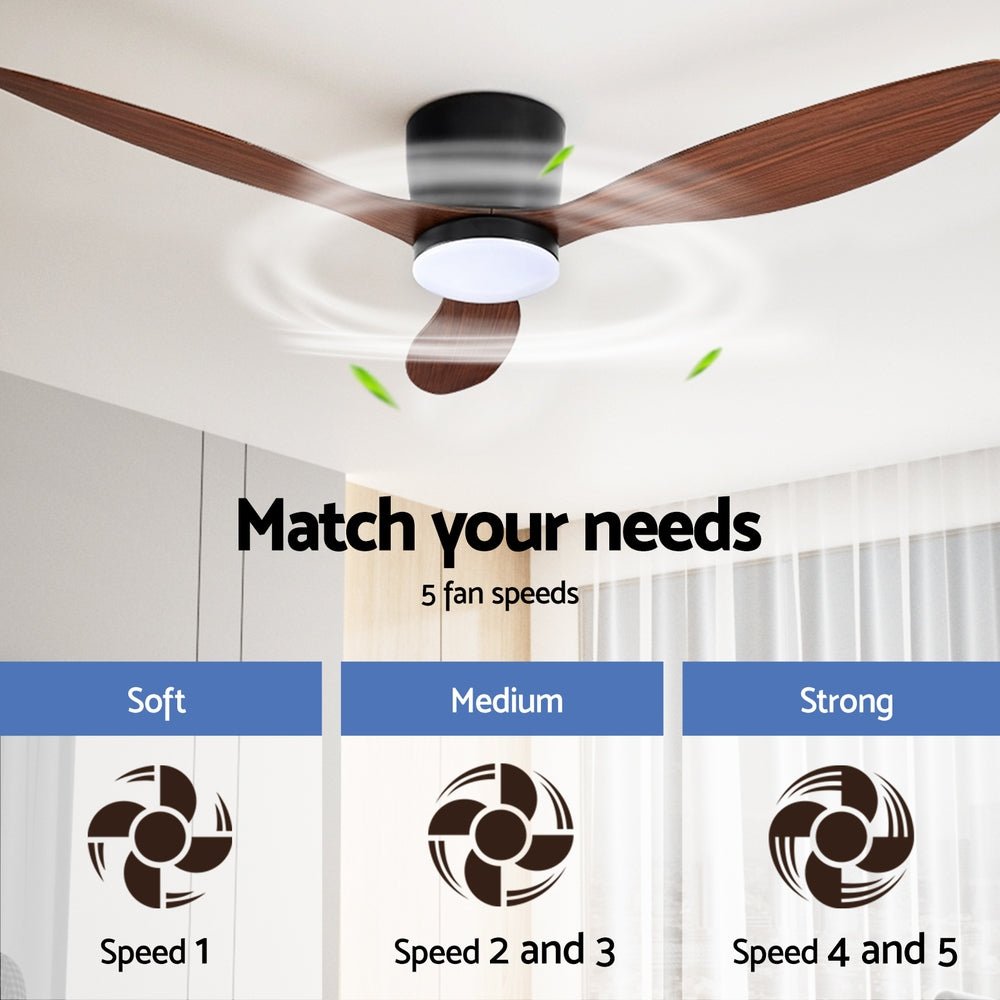 52'' Ceiling Fan DC Motor w/Light w/Remote - Dark Wood - Appliances > Fans > Ceiling Fans - Rivercity House & Home Co. (ABN 18 642 972 209) - Affordable Modern Furniture Australia