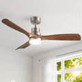 52" Smart Ceiling Fan with Light, Remote & App Control Timber Blades - Brown