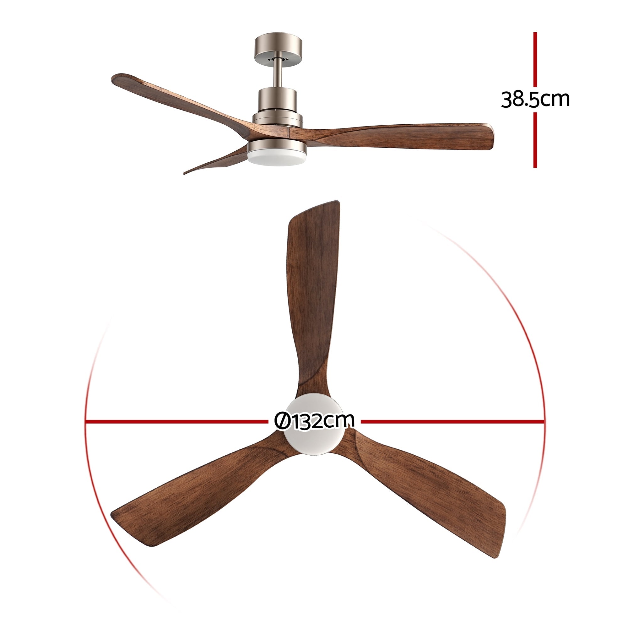 52" Ceiling Fan with Light Remote Control DC Motor Smart App Timber Blades Brown - Appliances > Fans > Ceiling Fans - Rivercity House & Home Co. (ABN 18 642 972 209) - Affordable Modern Furniture Australia