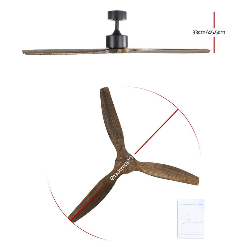 52'' Ceiling Fan With Remote Control Fans 3 Wooden Blades Timer 1300mm - Rivercity House & Home Co. (ABN 18 642 972 209) - Affordable Modern Furniture Australia