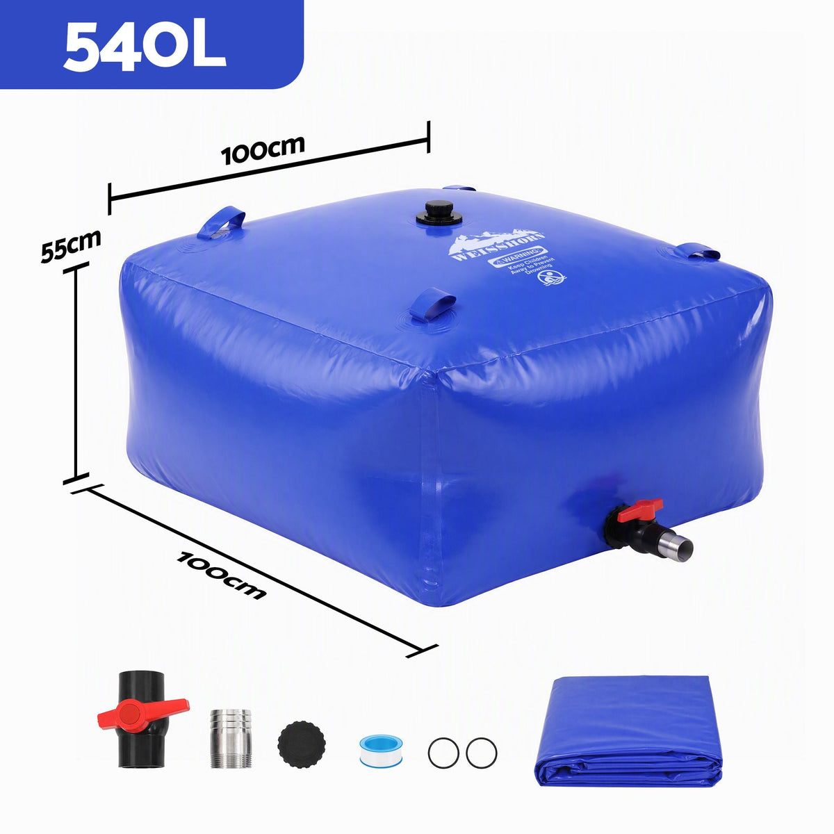 540L Portable Water Bladder Storage Tank for Camping Outdoor - Blue - Outdoor Recreation > Camping > Camping Appliances - Rivercity House & Home Co. (ABN 18 642 972 209) - Affordable Modern Furniture Australia