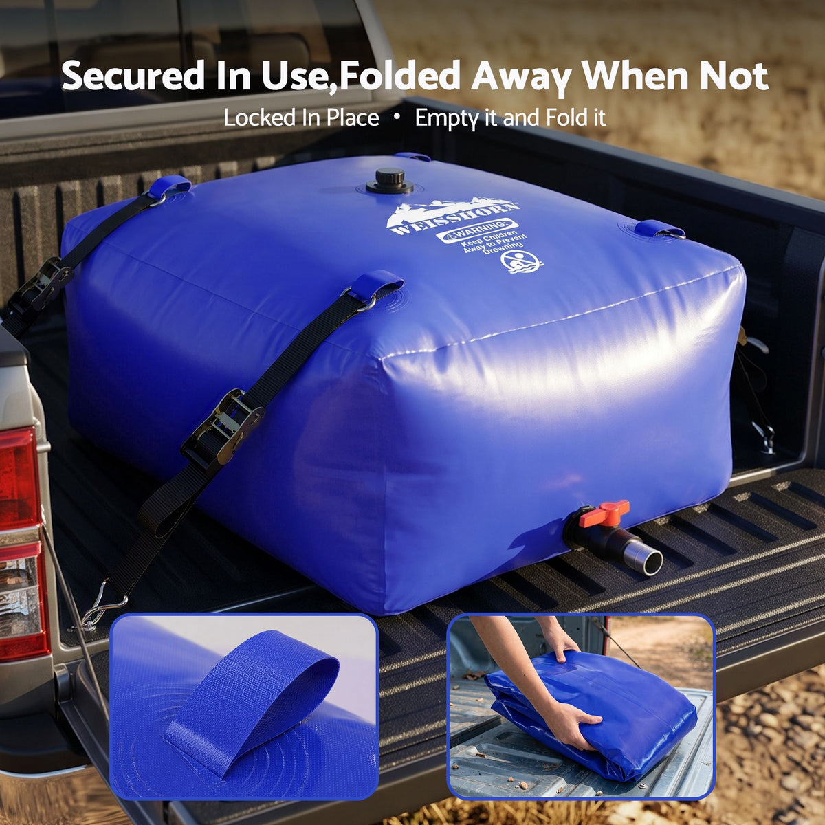 540L Portable Water Bladder Storage Tank for Camping Outdoor - Blue - Outdoor Recreation > Camping > Camping Appliances - Rivercity House & Home Co. (ABN 18 642 972 209) - Affordable Modern Furniture Australia