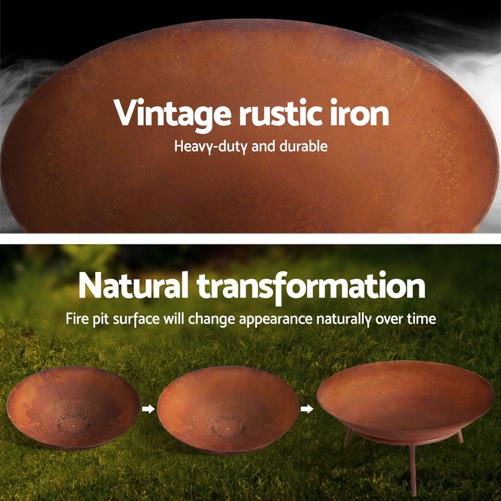56cm Fire Pit Iron Rustic Bowl Outdoor - Home & Garden > Firepits > Fire Pits - Rivercity House & Home Co. (ABN 18 642 972 209) - Affordable Modern Furniture Australia