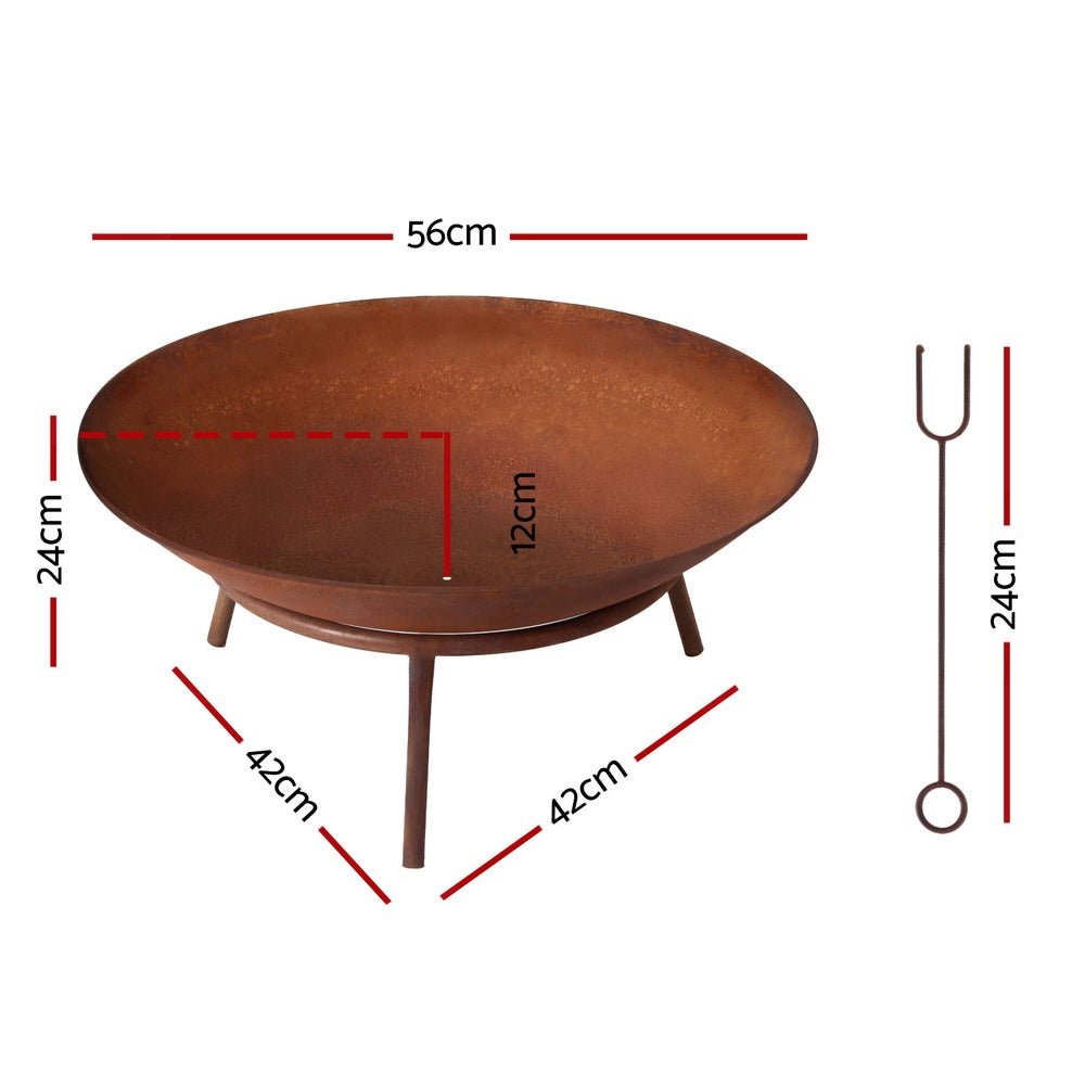56cm Fire Pit Iron Rustic Bowl Outdoor - Home & Garden > Firepits > Fire Pits - Rivercity House & Home Co. (ABN 18 642 972 209) - Affordable Modern Furniture Australia