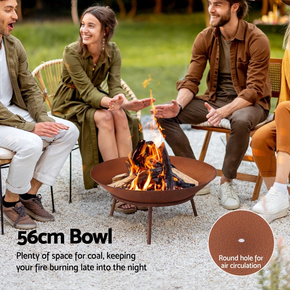 56cm Fire Pit Iron Rustic Bowl Outdoor - Home & Garden > Firepits > Fire Pits - Rivercity House & Home Co. (ABN 18 642 972 209) - Affordable Modern Furniture Australia