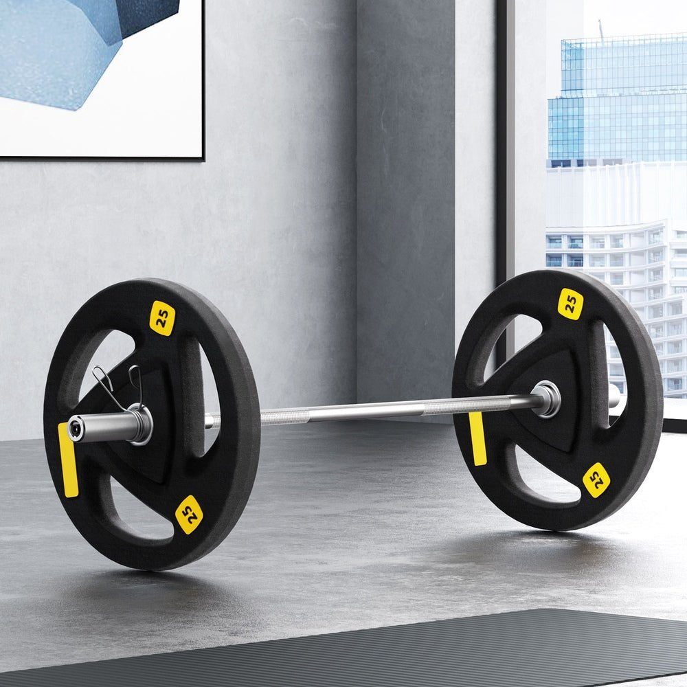 56KG Barbell and Dumbbell Set with Plates 120cm - Black - Sports & Fitness > Exercise, Gym & Fitness > Free Weights - Rivercity House & Home Co. (ABN 18 642 972 209) - Affordable Modern Furniture Australia