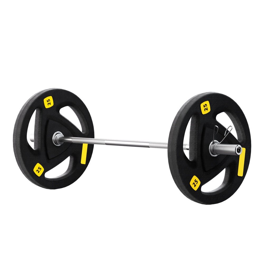 56KG Barbell and Dumbbell Set with Plates 120cm - Black - Sports & Fitness > Exercise, Gym & Fitness > Free Weights - Rivercity House & Home Co. (ABN 18 642 972 209) - Affordable Modern Furniture Australia