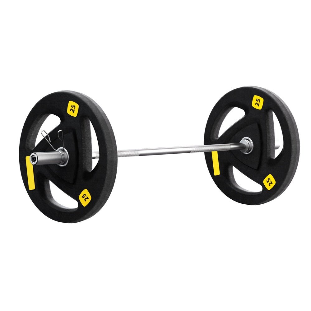 56KG Barbell and Dumbbell Set with Plates 120cm - Black - Sports & Fitness > Exercise, Gym & Fitness > Free Weights - Rivercity House & Home Co. (ABN 18 642 972 209) - Affordable Modern Furniture Australia