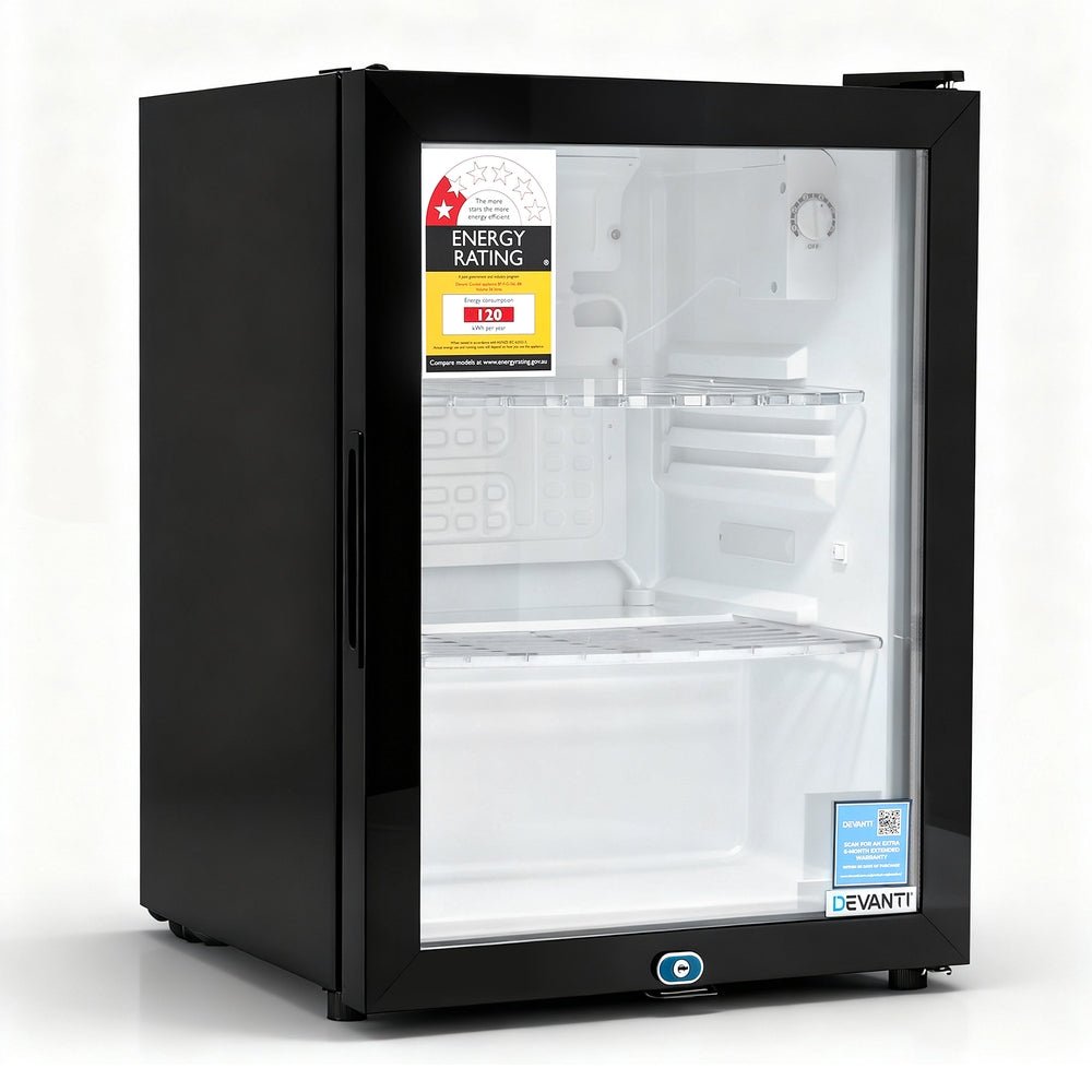 56L Bar Fridge Glass Door Mini Fridge Countertop Cooler Black - Appliances > Fridges & Freezers > Freezers - Rivercity House & Home Co. (ABN 18 642 972 209) - Affordable Modern Furniture Australia
