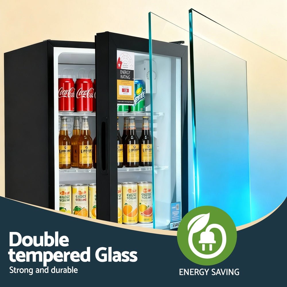 56L Bar Fridge Glass Door Mini Fridge Countertop Cooler Black - Appliances > Fridges & Freezers > Freezers - Rivercity House & Home Co. (ABN 18 642 972 209) - Affordable Modern Furniture Australia