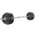 58kg Barbell Weight Plate Set with 168cm Barbell Bar - Rubber Coated
