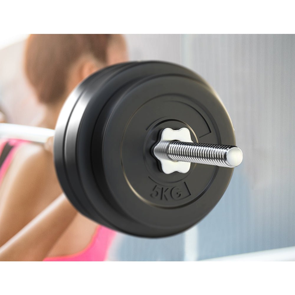 58kg Barbell Weight Plate Set with 168cm Barbell Bar - Rubber Coated - Sports & Fitness > Exercise, Gym & Fitness > Exercise Benches - Rivercity House & Home Co. (ABN 18 642 972 209) - Affordable Modern Furniture Australia