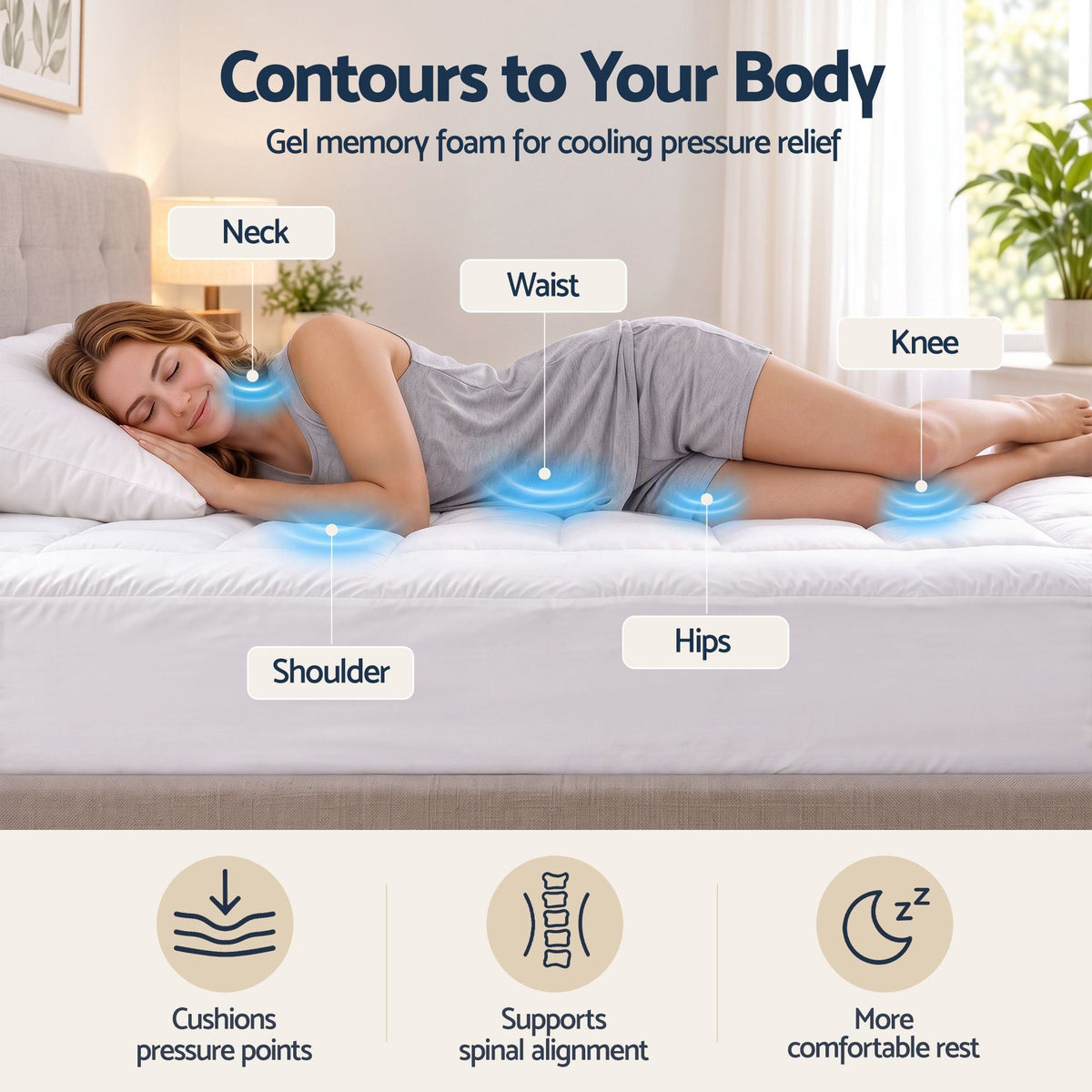 5cm King Single Memory Foam Mattress Topper Pillow Top with Gel Foam - Furniture > Mattresses > Mattress Toppers - Rivercity House & Home Co. (ABN 18 642 972 209) - Affordable Modern Furniture Australia