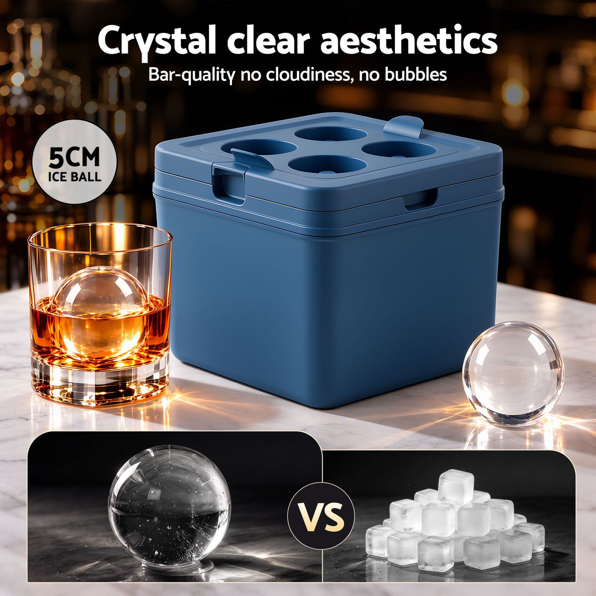 5cm Large Clear Ice Sphere Mold Tray for Whiskey - Home & Garden > Kitchenware > Kitchen Utensils - Rivercity House & Home Co. (ABN 18 642 972 209) - Affordable Modern Furniture Australia