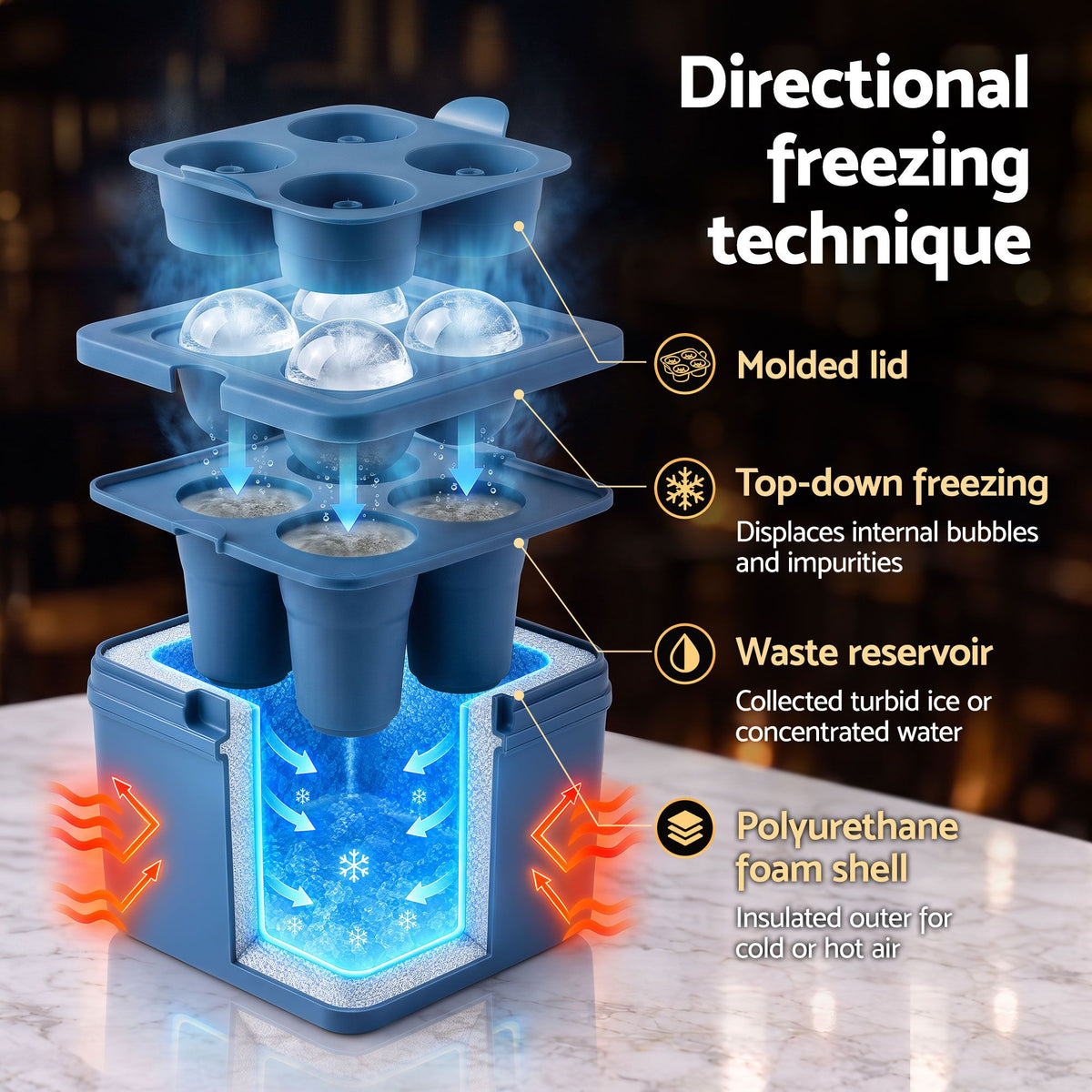 5cm Large Clear Ice Sphere Mold Tray for Whiskey - Home & Garden > Kitchenware > Kitchen Utensils - Rivercity House & Home Co. (ABN 18 642 972 209) - Affordable Modern Furniture Australia