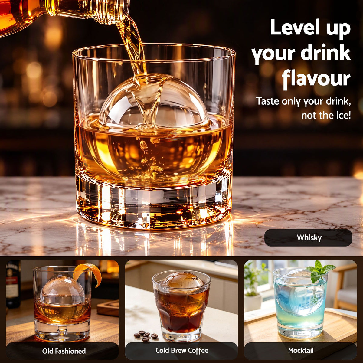5cm Large Clear Ice Sphere Mold Tray for Whiskey - Home & Garden > Kitchenware > Kitchen Utensils - Rivercity House & Home Co. (ABN 18 642 972 209) - Affordable Modern Furniture Australia
