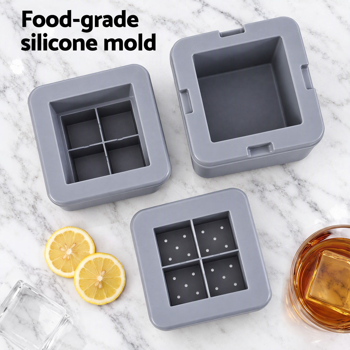 5cm Large Square Clear Ice Cube Tray Mold for Whiskey and Drinks - Home & Garden > Kitchenware > Kitchen Utensils - Rivercity House & Home Co. (ABN 18 642 972 209) - Affordable Modern Furniture Australia