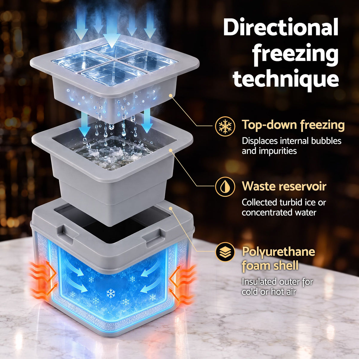 5cm Large Square Clear Ice Cube Tray Mold for Whiskey and Drinks - Home & Garden > Kitchenware > Kitchen Utensils - Rivercity House & Home Co. (ABN 18 642 972 209) - Affordable Modern Furniture Australia