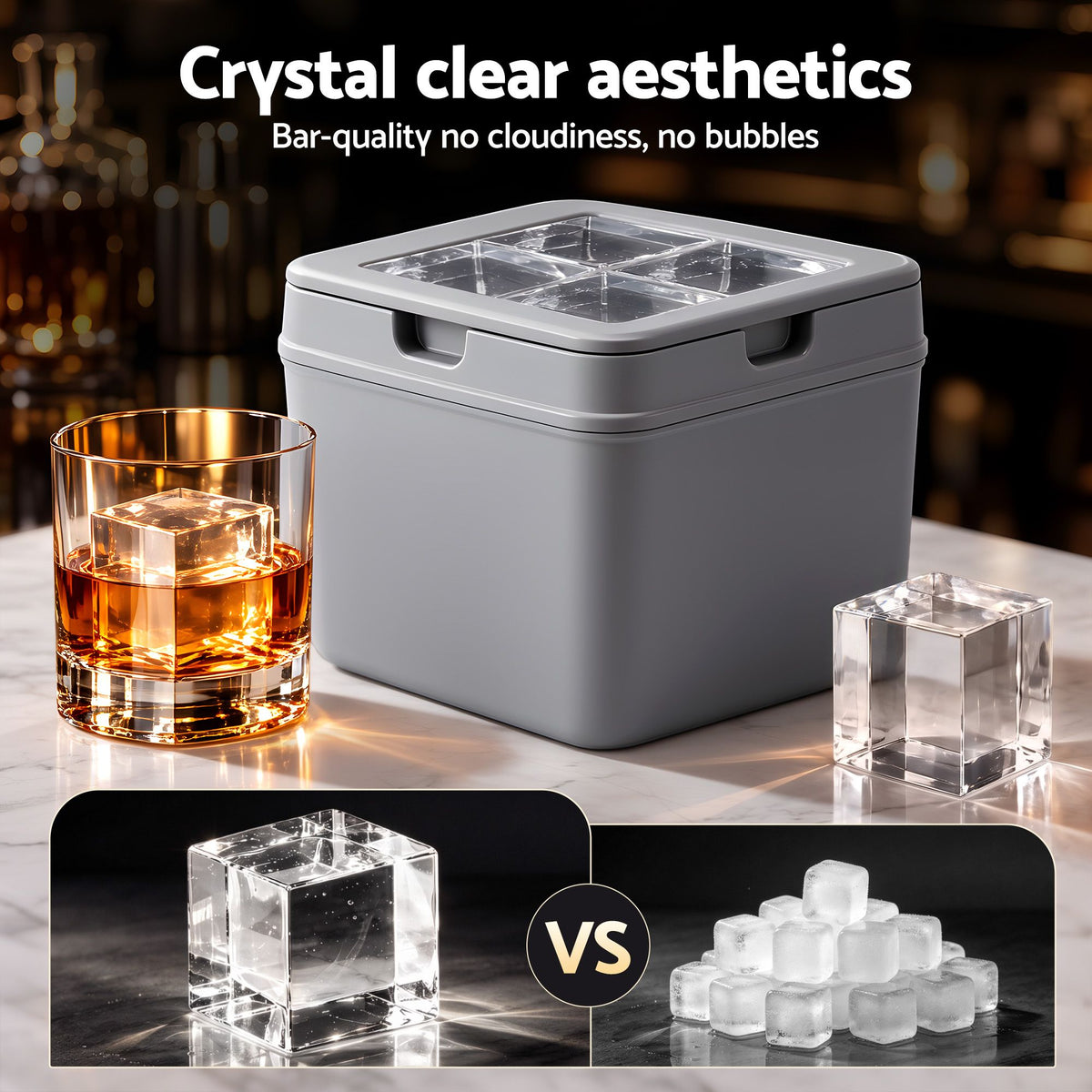 5cm Large Square Clear Ice Cube Tray Mold for Whiskey and Drinks - Home & Garden > Kitchenware > Kitchen Utensils - Rivercity House & Home Co. (ABN 18 642 972 209) - Affordable Modern Furniture Australia